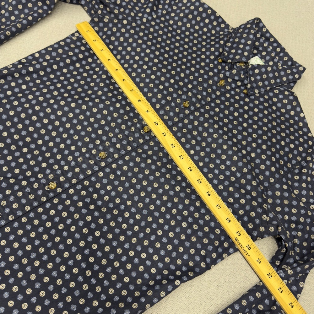 Brooks Brothers Milano Shirt Mens Medium Navy Blue Geometric Floral Button Down - Picture 5 of 6